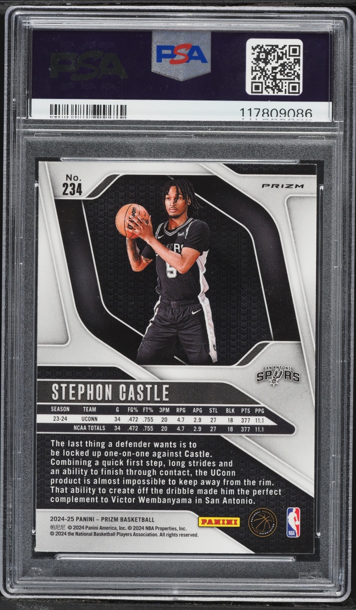 2024 Panini Prizm Silver Stephon Castle ROOKIE #234 PSA 9 MINT