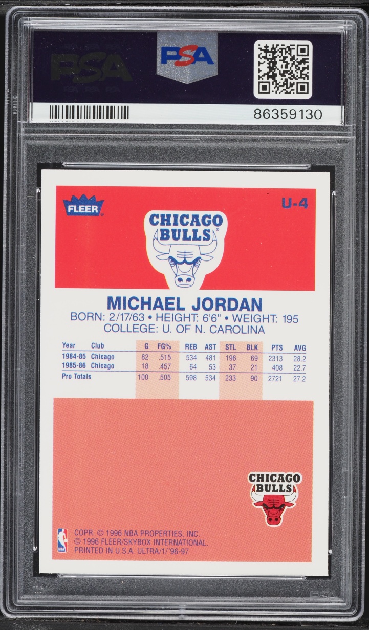 1996 Ultra Decade Of Excellence Michael Jordan #U-4 PSA 10 GEM MINT