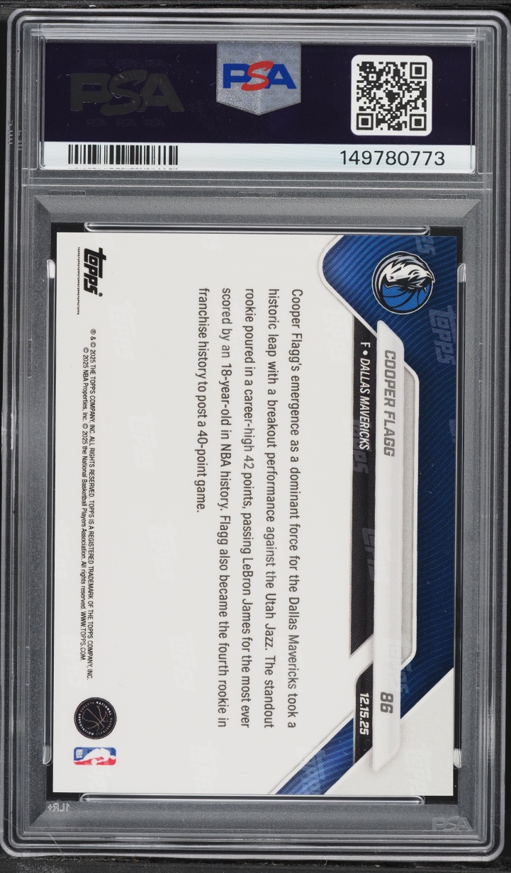 2025 Topps Now Cooper Flagg ROOKIE #86 PSA 10 GEM MINT