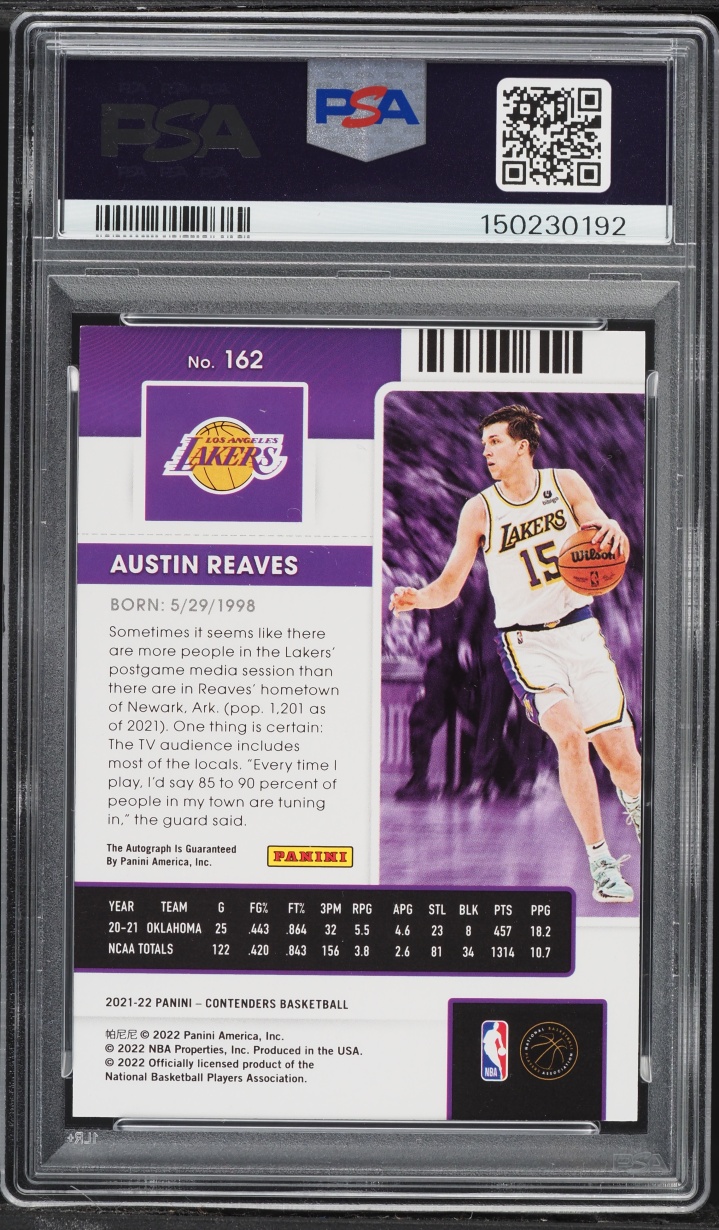 2021 Panini Contenders Austin Reaves ROOKIE AUTO #162 PSA 8 NM-MT