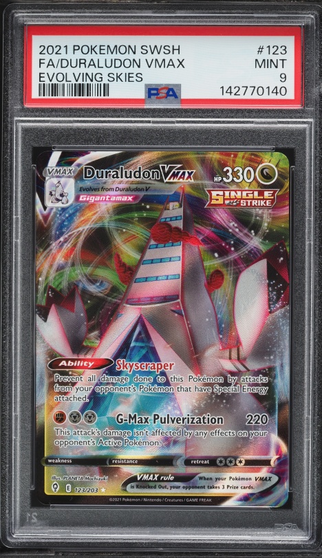 2021 Pokemon Sword & Shield Evolving Skies Full Art Duraludon VMAX #123 PSA 9 MINT