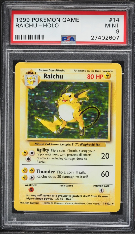 1999 Pokemon Base Set Holo Raichu #14 PSA 10 GEM MINT on Fanatics Collect 1999 Pokemon Base Set Holo Raichu #14 PSA 10 GEM MINT on Fanatics Collect