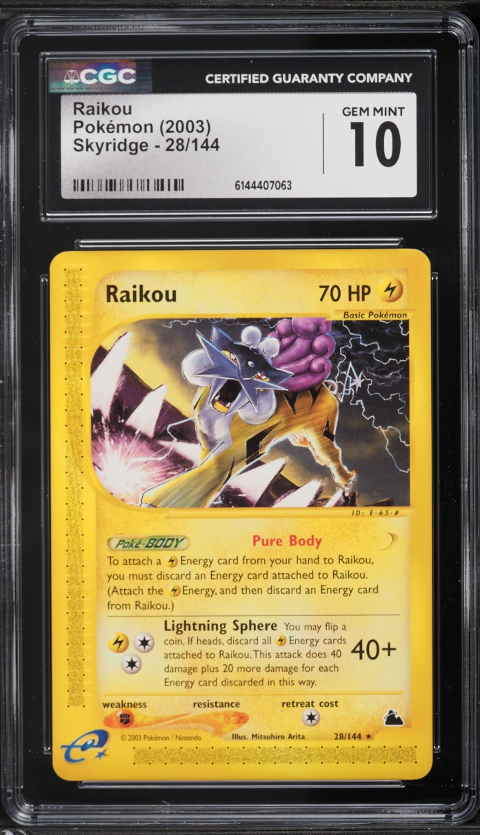 2003 Pokemon Skyridge Raikou #28 CGC 10 GEM MINT