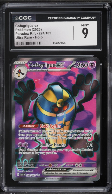 2023 Pokemon Scarlet & Violet Paradox Rift Full Art Cofagrigus ex #224 CGC 9 MINT