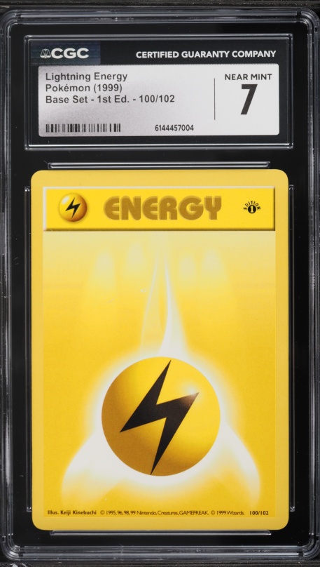 1999 Pokemon Base Set Shadowless 1st Edition Lightning Energy #100 CGC 7 NRMT