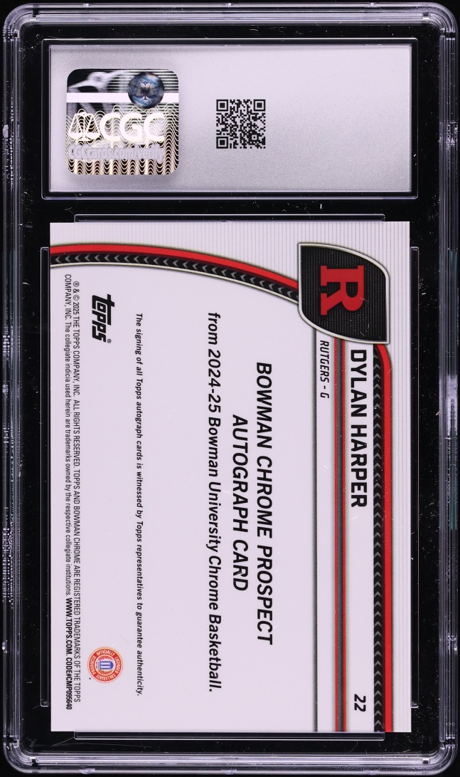 2024 Bowman University Chrome Black Wave Refractor Dylan Harper ROOKIE AUTO #22 CGC 9 MINT