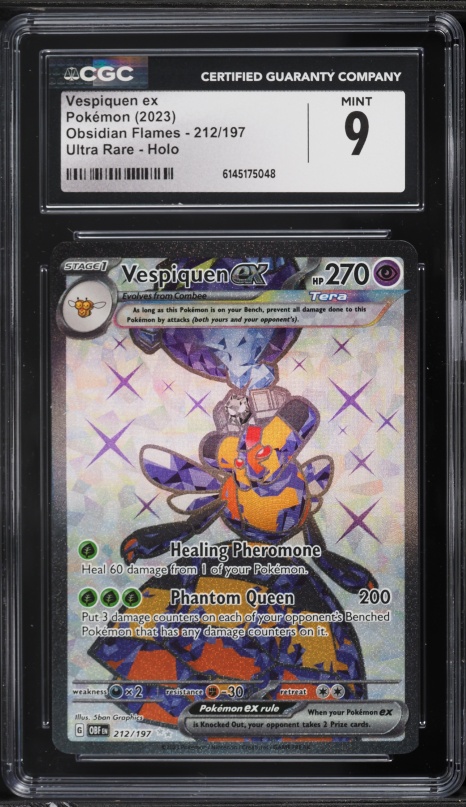 2023 Pokemon Scarlet & Violet Obsidian Flames Full Art Vespiquen Ex #212 CGC 9 MINT