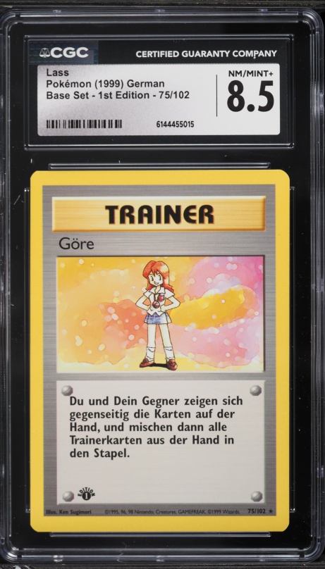 1999 Pokemon German Base Set 1st Edition Lass #75 CGC 8.5 NM-MT+