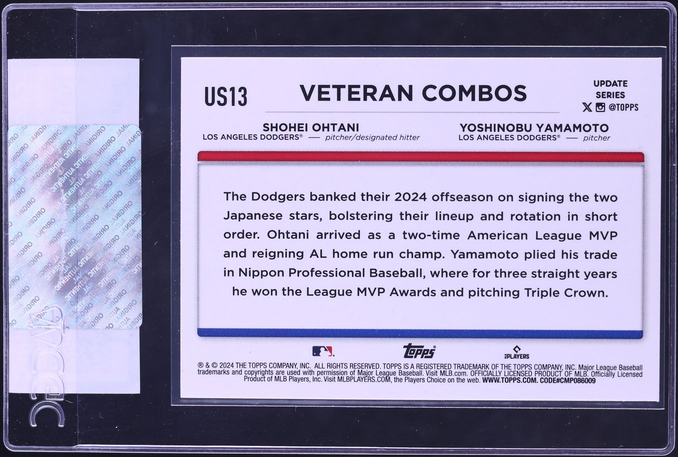 2024 Topps Update Far East Faves Shohei Ohtani Yoshinobu Yamamoto ROOKIE #US13 CGC AUTH