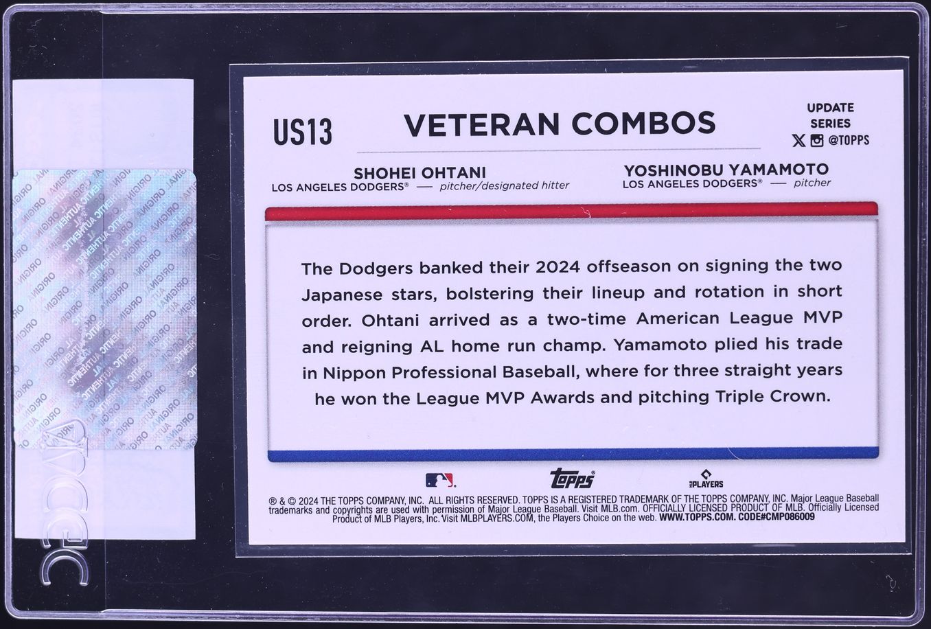 2024 Topps Update Far East Faves Shohei Ohtani Yoshinobu Yamamoto ROOKIE #US13 CGC AUTH
