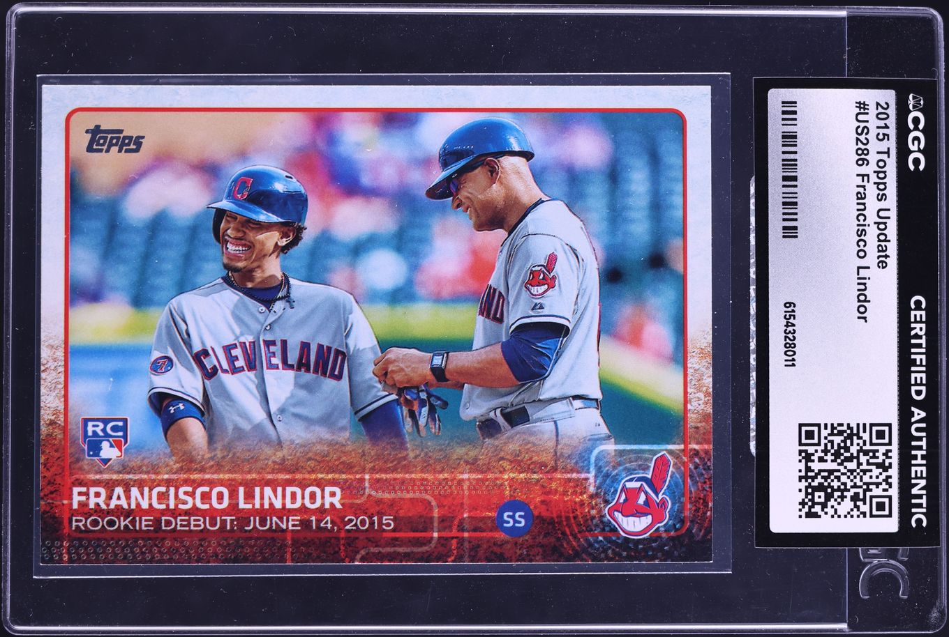 2015 Topps Update Francisco Lindor ROOKIE #US286 CGC AUTH