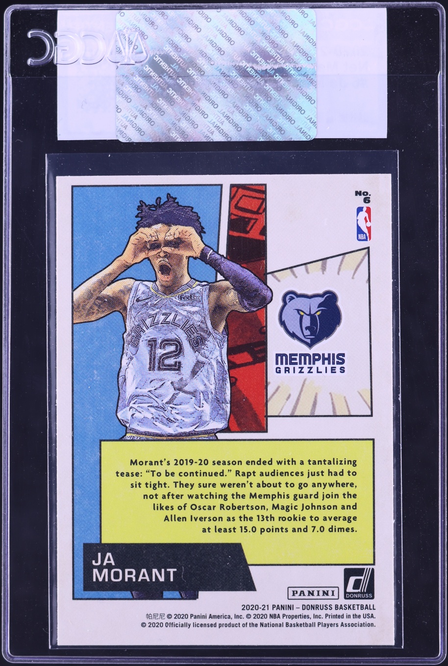 2020 Donruss Net Marvels Ja Morant #6 CGC AUTH