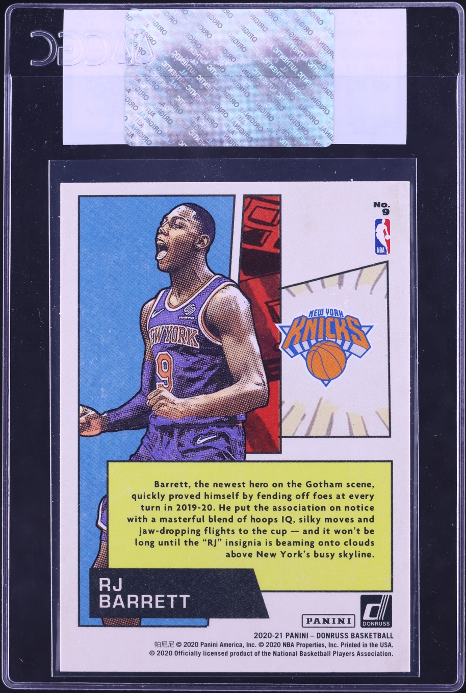 2020 Donruss Net Marvels RJ Barrett #9 CGC AUTH