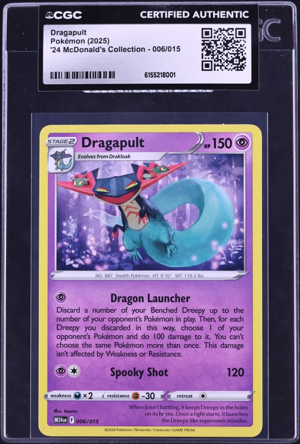 2025 Pokemon '24 McDonald's Collection Holo Dragapult #6 CGC AUTH