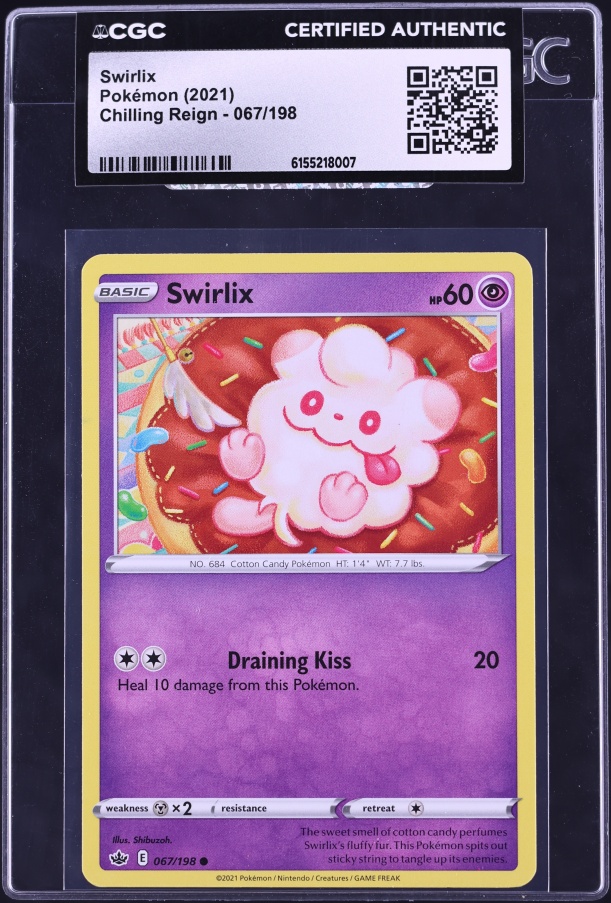 2021 Pokemon Sword & Shield Chilling Reign Swirlix #067 CGC AUTH