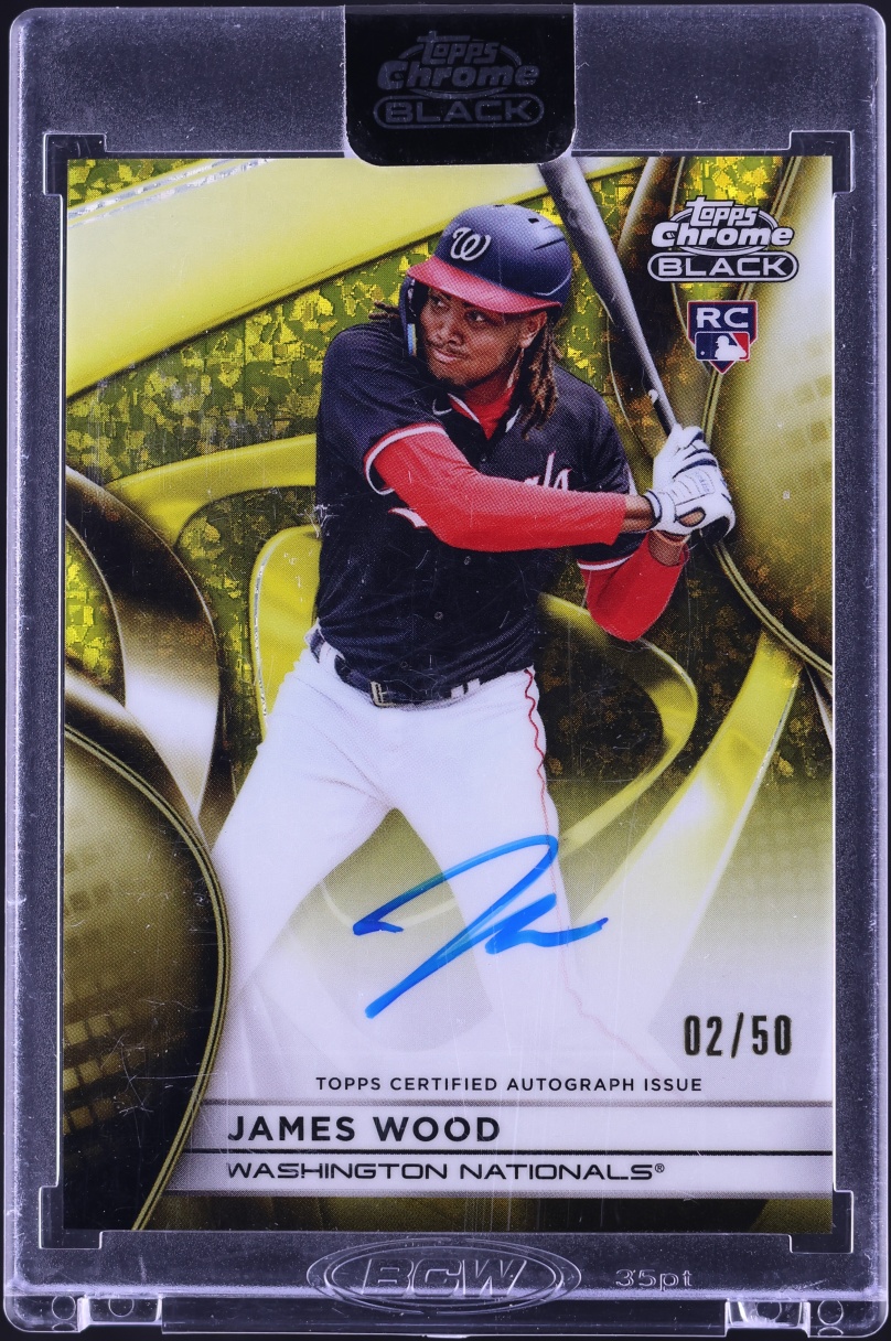 2025 Topps Chrome Black Gold Mini-Diamond Refractor James Wood ROOKIE AUTO /50 #CBA-JW