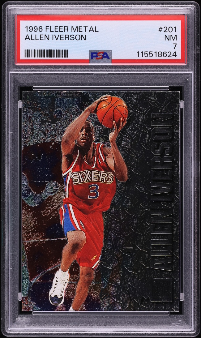 1996 Metal Basketball Allen Iverson ROOKIE #201 PSA 7 NRMT
