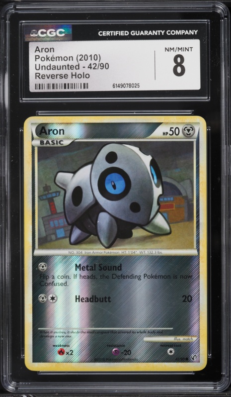 2010 Pokemon HeartGold & SoulSilver Undaunted Reverse Holo Aron #42 CGC 8 NM-MT