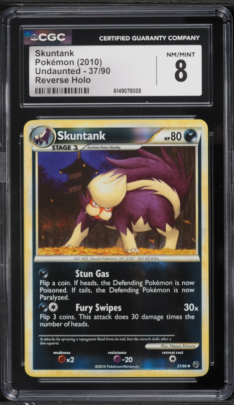 2010 Pokemon HeartGold & SoulSilver Undaunted Reverse Holo Skuntank #37 CGC 8 NM-MT