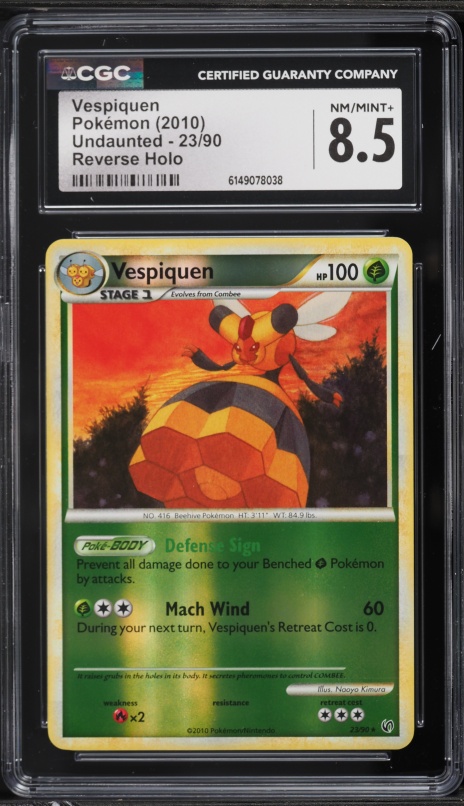 2010 Pokemon HeartGold & SoulSilver Undaunted Reverse Holo Vespiquen #23 CGC 8.5 NM-MT+