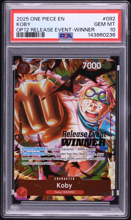 Koby Promo 2025 One Piece Promo Release Event-Winner Koby #P-092 PSA 10 GEM MINT ...