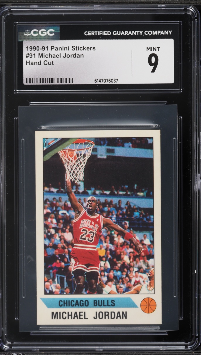 1990 Panini Stickers Michael Jordan HAND CUT #91 CGC 9 MINT