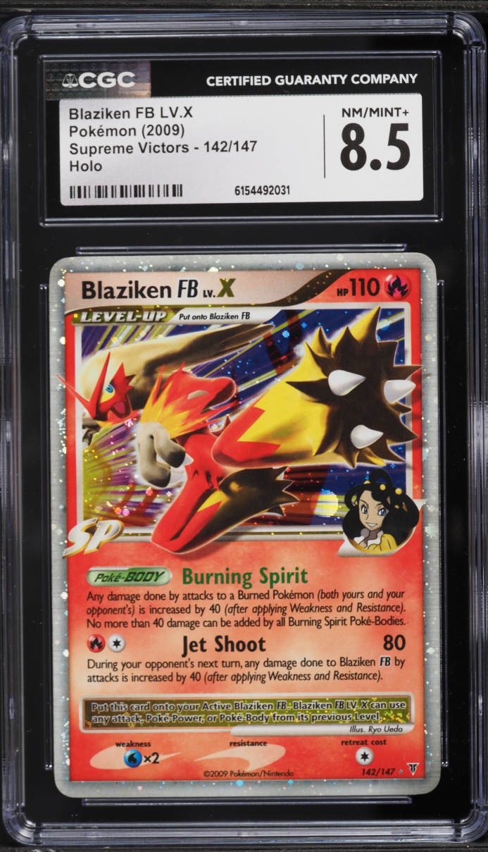 2009 Pokemon Platinum Supreme Victors Holo Blaziken FB LV.X #142 CGC 8.5 NM-MT+