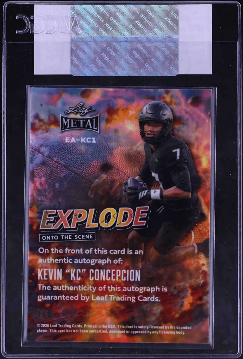 2026 Leaf Metal Explode Prismatic Platinum Blue Kevin KC Concepcion RC AUTO JSY # 7/8 CGC AUTH