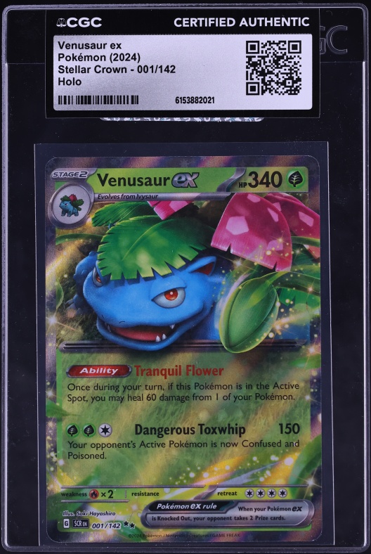 2024 Pokemon Scarlet & Violet Stellar Crown Holo Venusaur EX #1 CGC AUTH