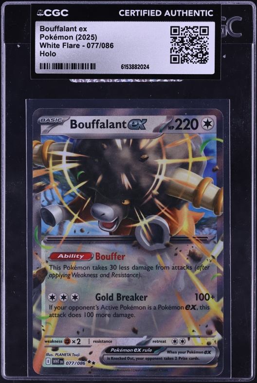 2025 Pokemon Scarlet & Violet White Flare Holo Bouffalant ex #77 CGC AUTH