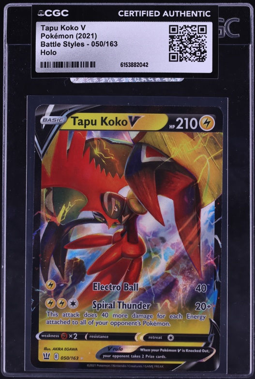 2021 Pokemon Sword & Shield Battle Styles Holo Tapu Koko V #50 CGC AUTH