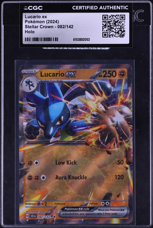 2024 Pokemon Scarlet & Violet Stellar Crown Holo Lucario EX #82 CGC AUTH