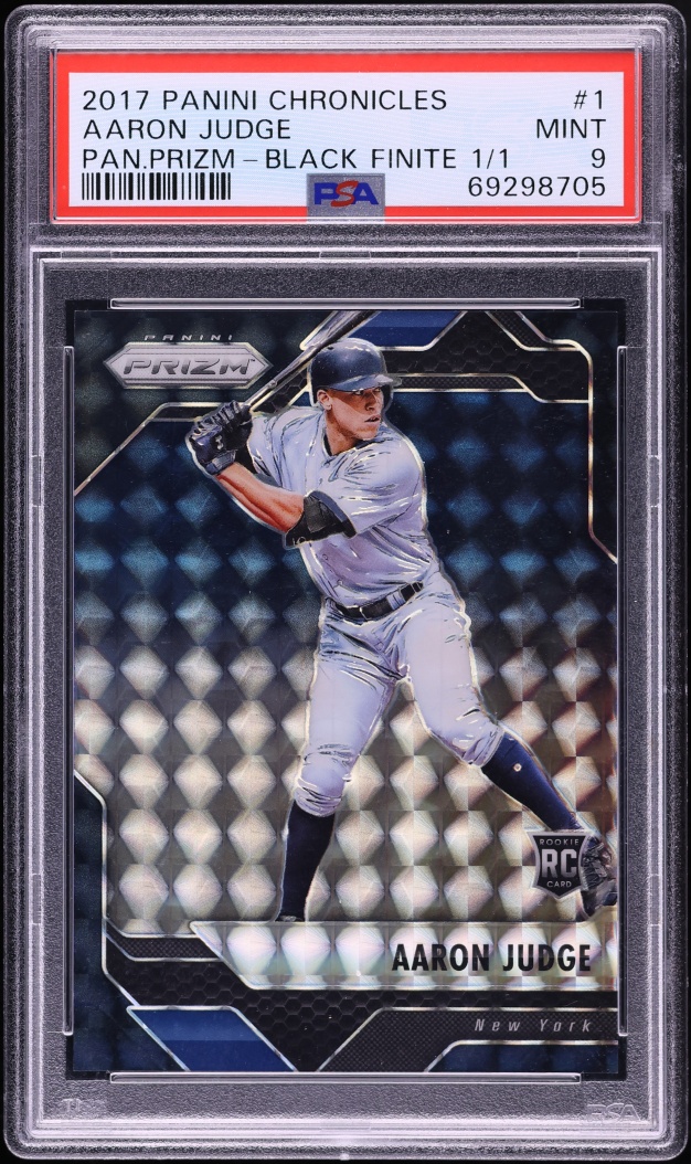 2017 Panini Chronicles Prizm Black Finite Aaron Judge ROOKIE 1/1 #1 PSA 9 MINT