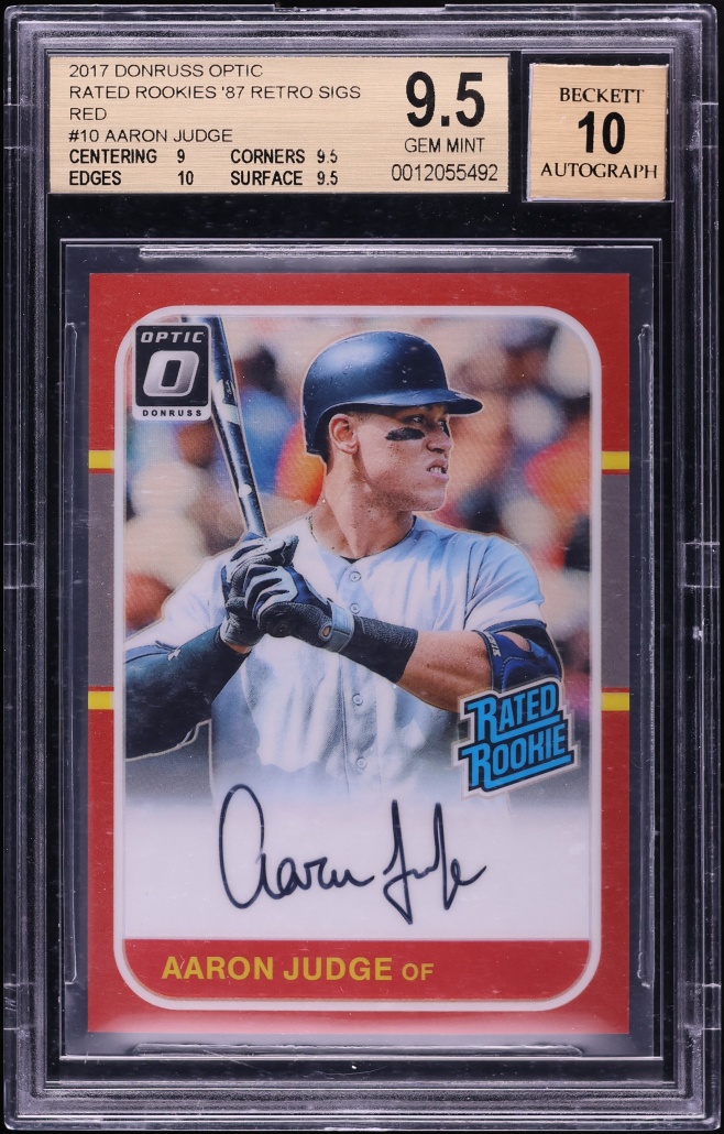 2017 Donruss Optic '87 Retro Signatures Red Aaron Judge ROOKIE AUTO 1/5 #10 BGS 9.5 GEM MINT