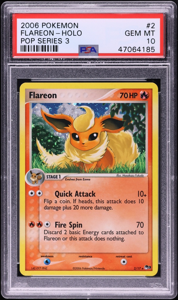 2006 Pokemon POP Series 3 Holo Flareon #2 PSA 10 GEM MINT