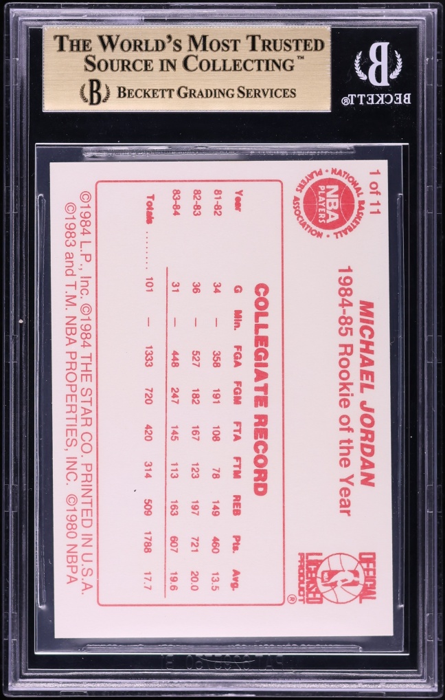 1985 Star ROY Michael Jordan ROOKIE #1 BGS 9.5 GEM MINT