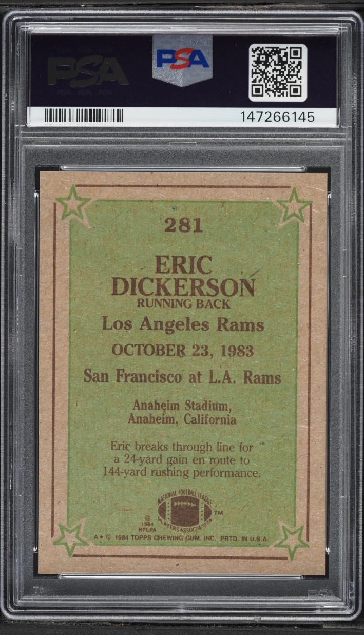 1984 Topps Football Eric Dickerson ROOKIE #281 PSA 9 MINT