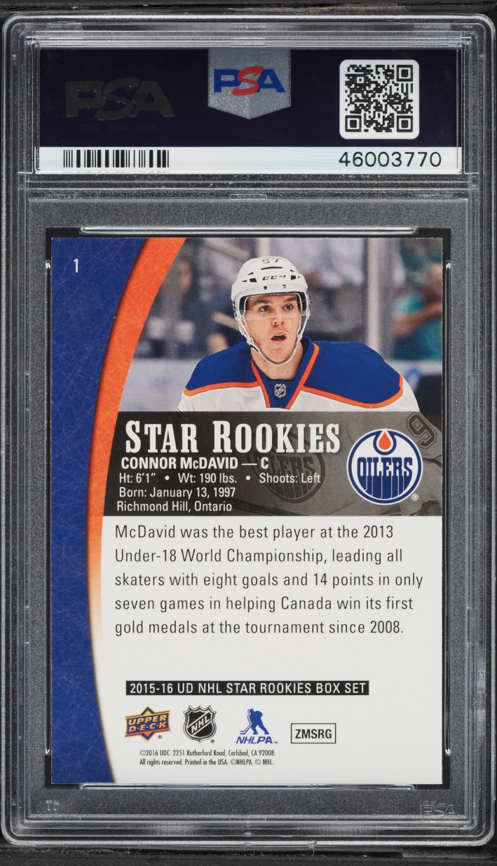 2015 Upper Deck Star Rookies Connor McDavid ROOKIE #1 PSA 8 NM-MT