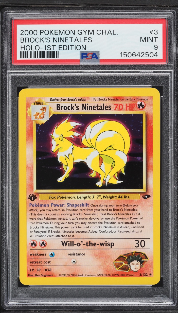 2000 Pokemon Gym Challenge 1st Edition Holo Brock's Ninetales #3 PSA 9 MINT