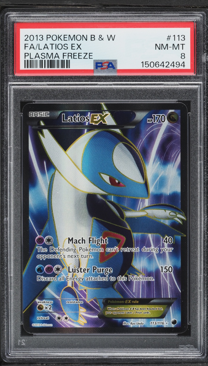 2013 Pokemon Black & White Plasma Freeze Full Art Latios Ex #113 PSA 8 NM-MT