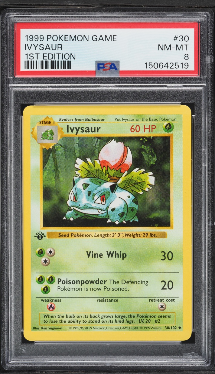 1999 Pokemon Base Set Shadowless 1st Edition Ivysaur #30 PSA 8 NM-MT