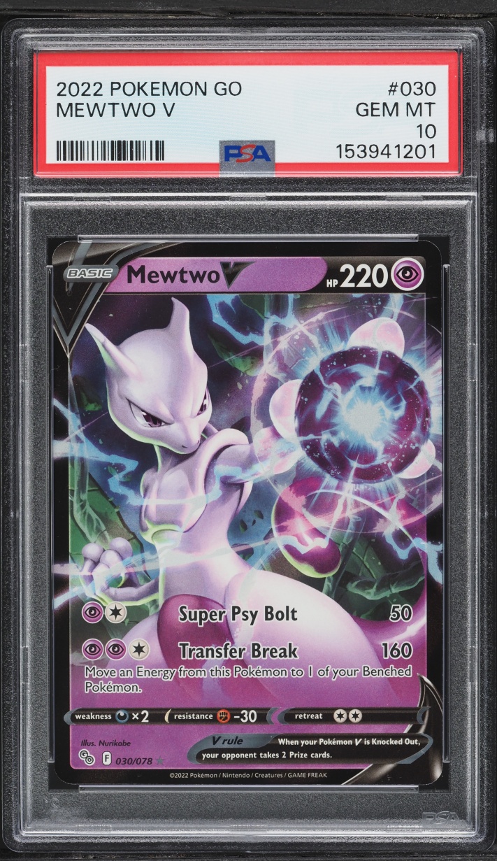 2022 Pokemon Sword & Shield GO Holo Mewtwo V #30 PSA 10 GEM MINT
