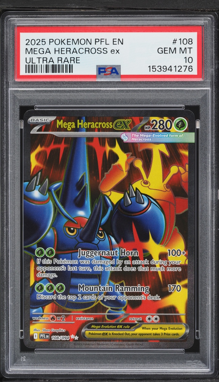 2025 Pokemon Mega Phantasmal Flames UR Mega Heracross Ex #108 PSA 10 GEM MINT