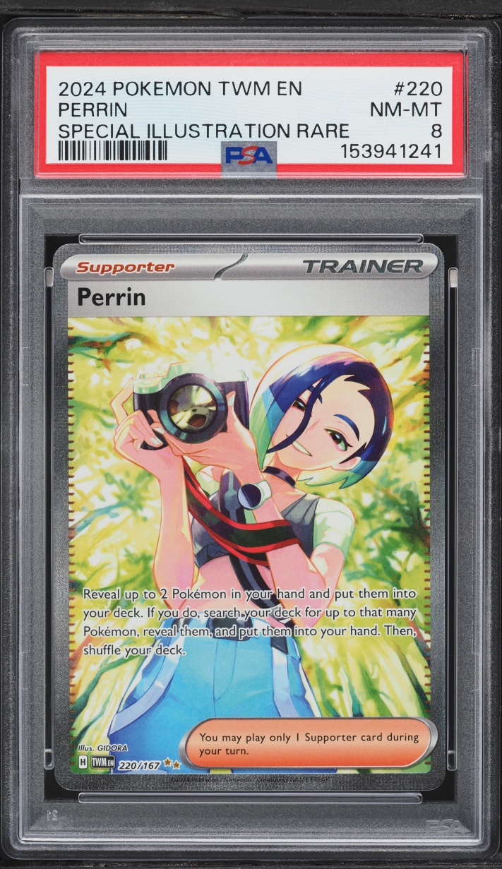 2024 Pokemon Scarlet & Violet Twilight Masquerade SIR Perrin #220 PSA 8 NM-MT