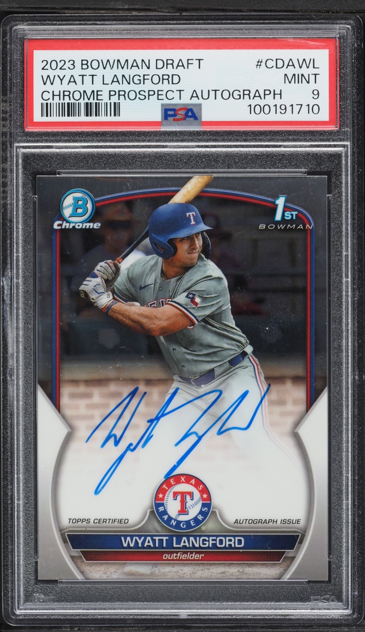 2023 Bowman Chrome Draft Wyatt Langford PROSPECT AUTO #CDA-WL PSA 9 MINT