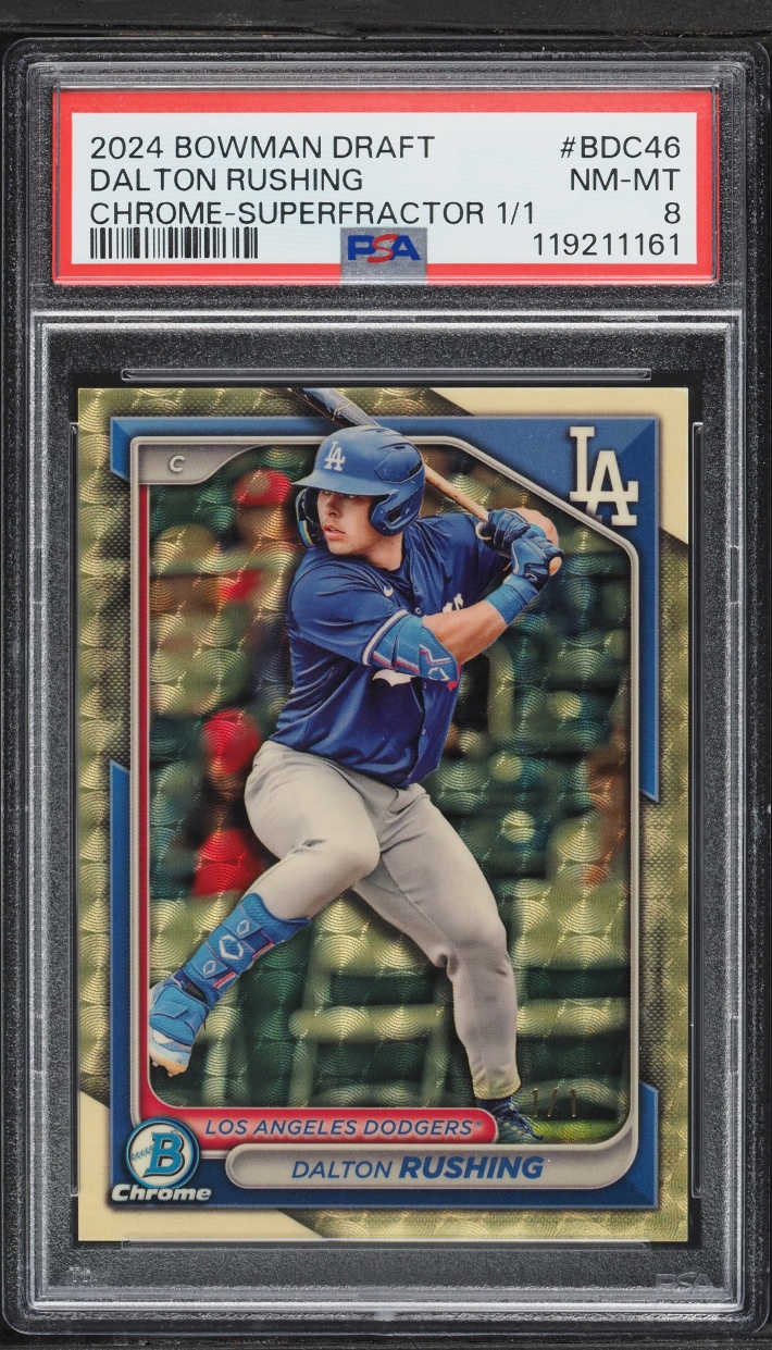 2024 Bowman Chrome Draft Superfractor Dalton Rushing PROSPECT 1/1 #BDC-46 PSA 8 NM-MT