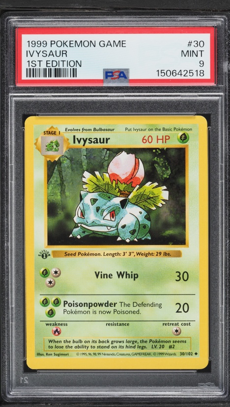 1999 Pokemon Base Set Shadowless 1st Edition Ivysaur #30 PSA 9 MINT