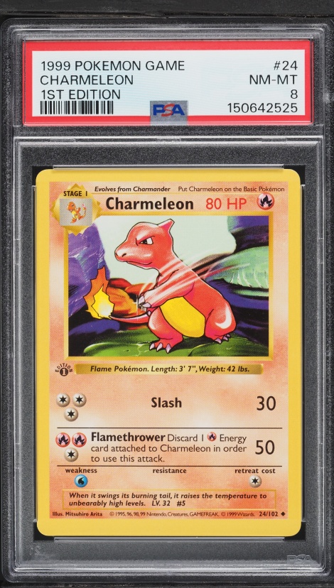 1999 Pokemon Base Set Shadowless 1st Edition Charmeleon #24 PSA 8 NM-MT
