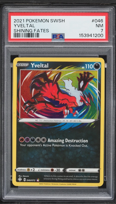 2021 Pokemon Sword & Shield Shining Fates Amazing Rare Yveltal #46 PSA 7 NRMT
