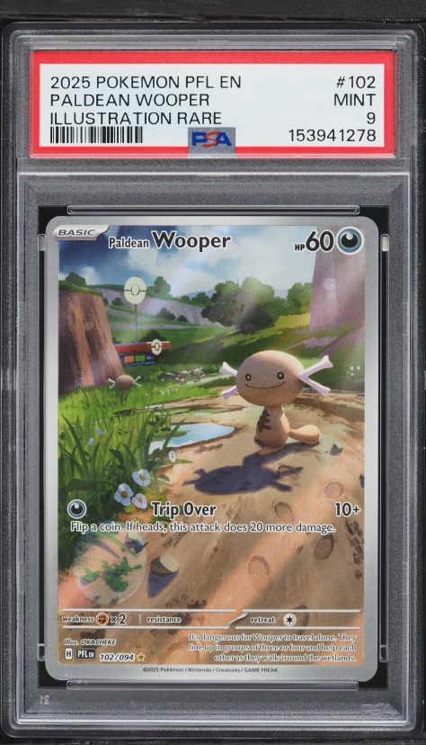 2025 Pokemon Mega Evolution Phantasmal Flames IR Paldean Wooper #102 PSA 9 MINT